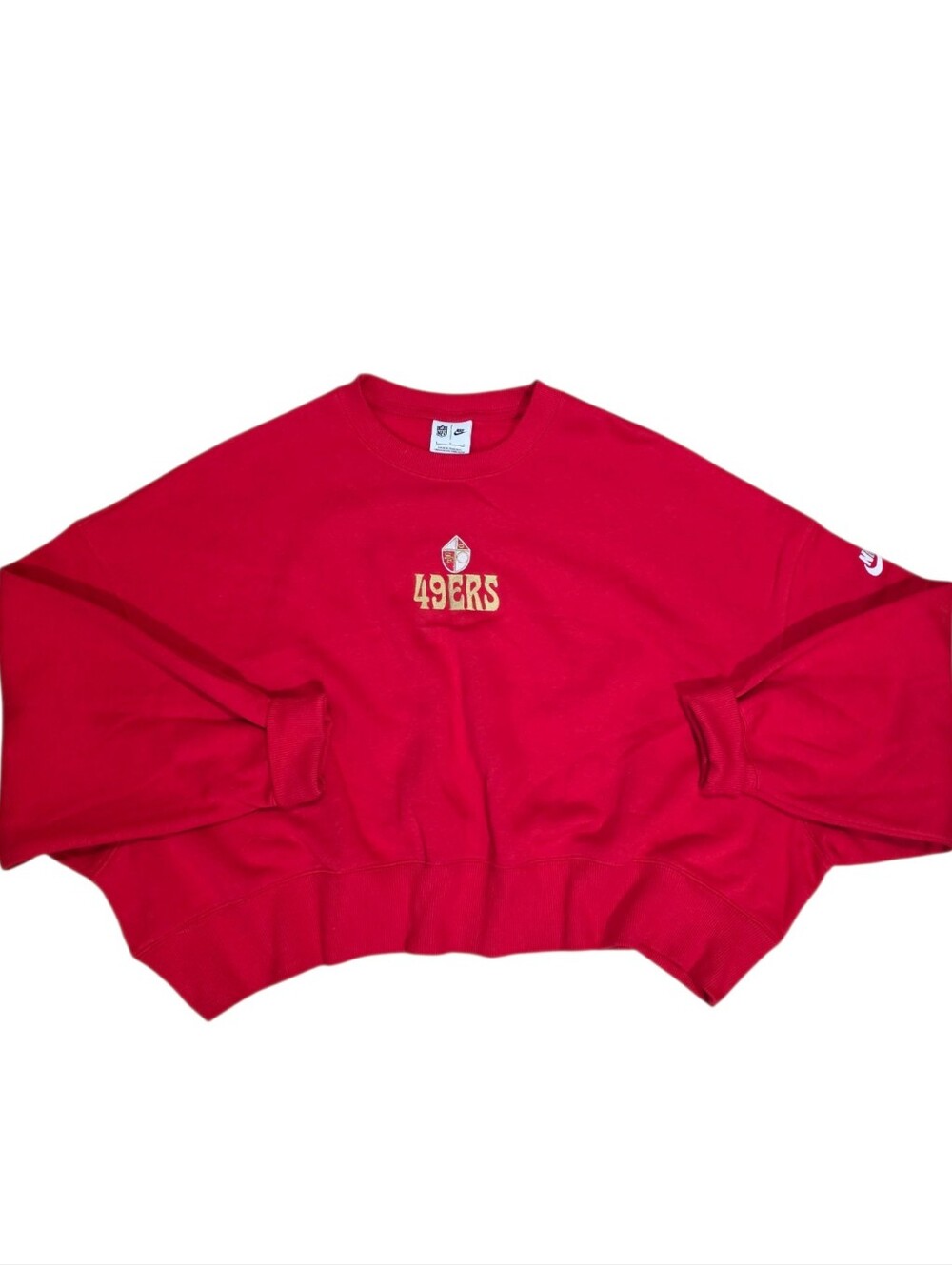 Nike NFL San Francisco 49ers Red Cropped Crewneck Sweatshirt Size Large